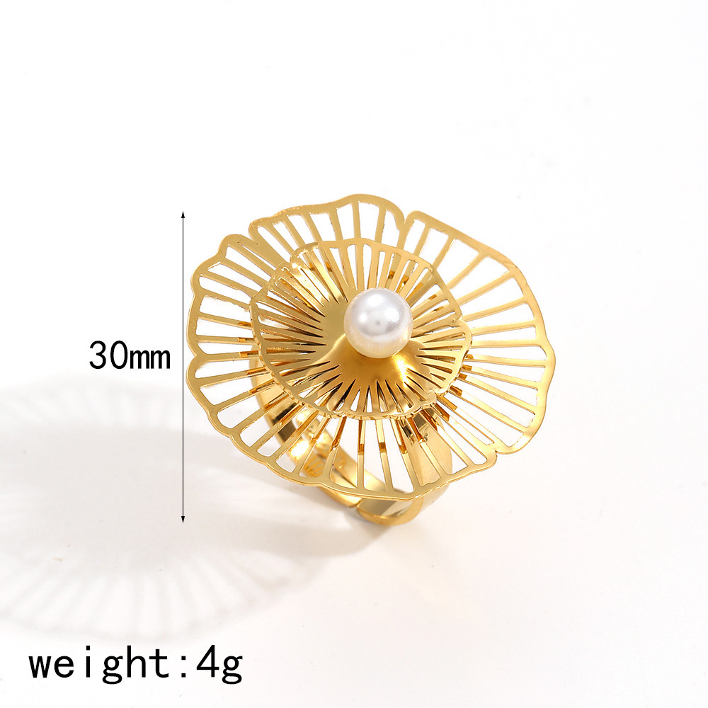 1 pair simple series daily flower stainless steel  gold plated artificial pearl women stud earrings h5Picture6