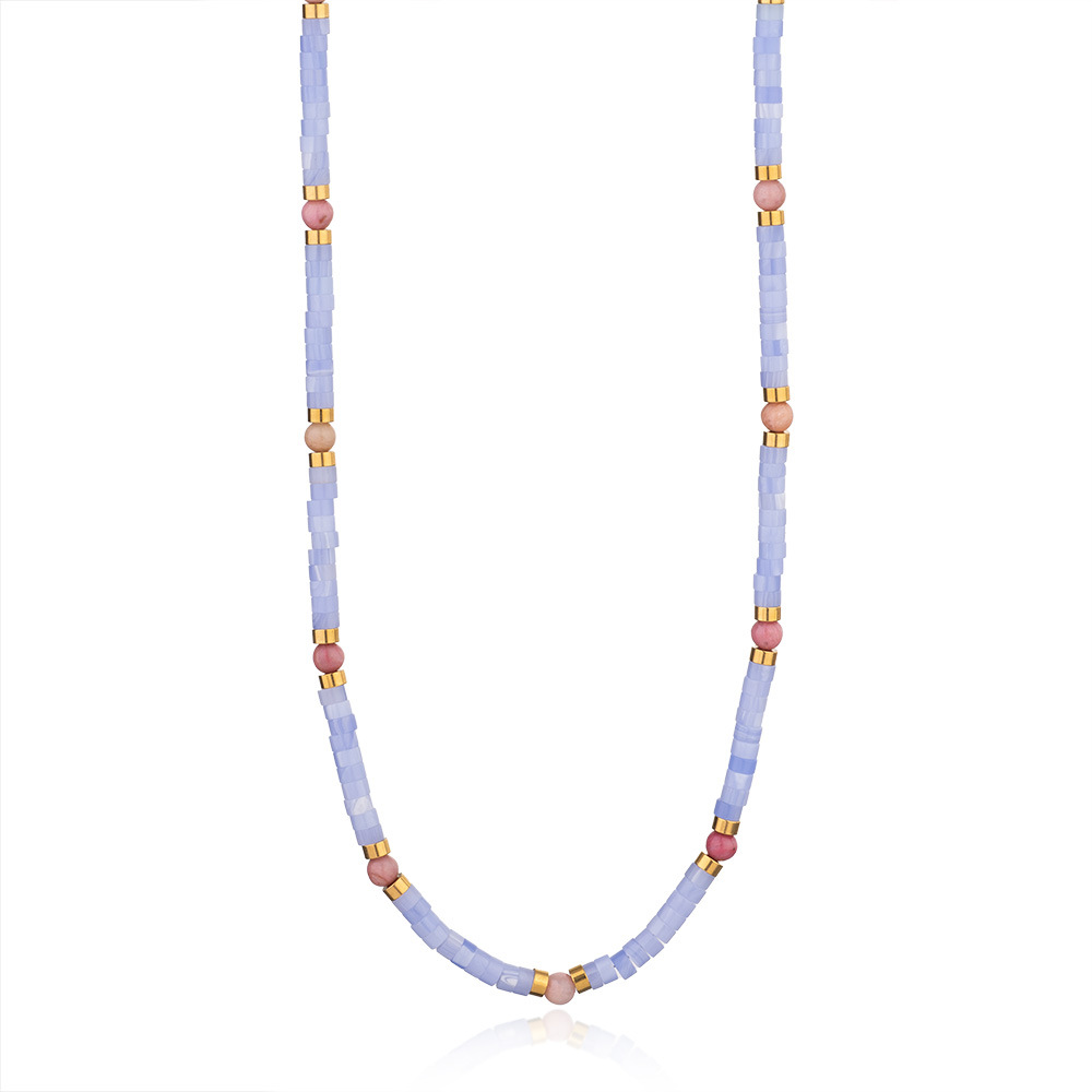 1 Piece Gorgeous Series Elegant Moon Stainless Steel Gold Color Natural Stone Women's Pendant Necklaces h5Picture9