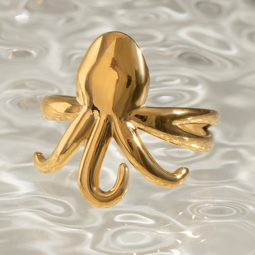 1 pair simple series vacation animal stainless steel  gold plated women adjustable rings Picture4