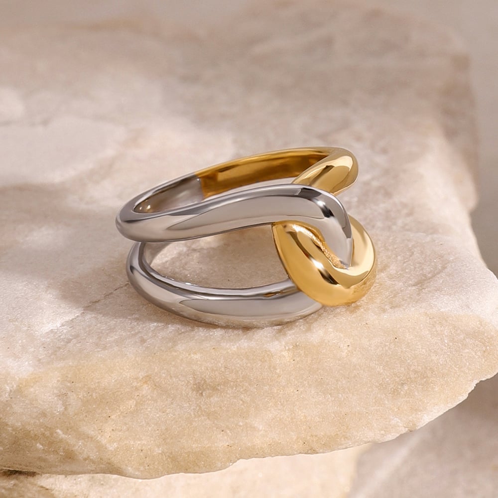 1 pair simple series simple geometric stainless steel  gold plated women single ring h5Picture3