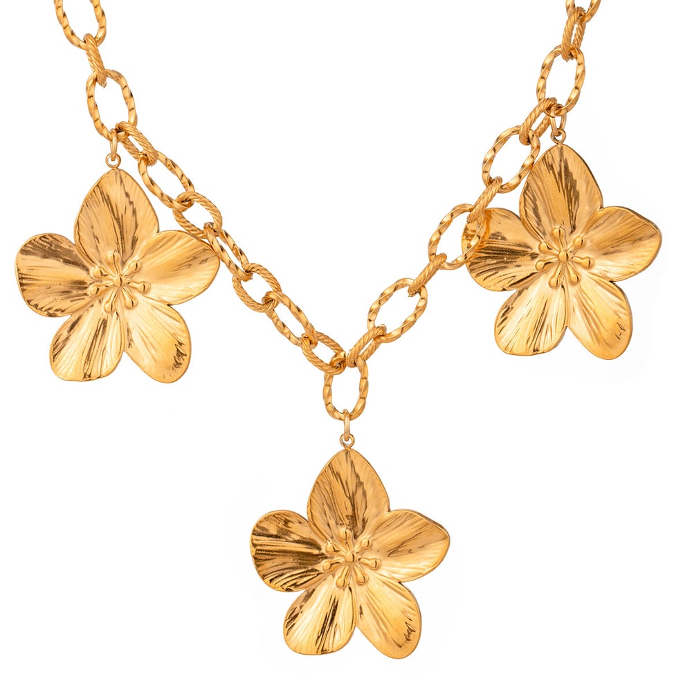 1 piece simple series  style flower stainless steel  gold plated women pendant necklaces Picture4