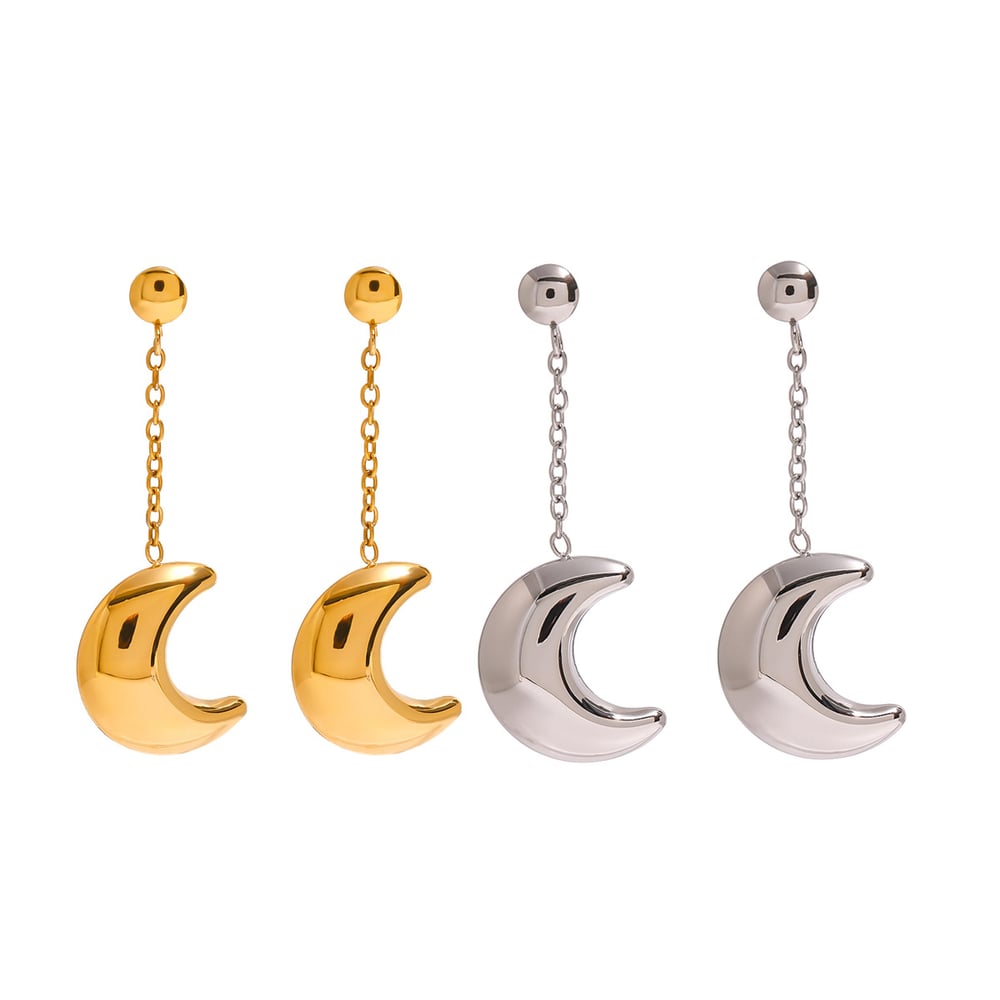 1 pair simple series simple sun/moon stainless steel  gold plated women drop earrings h5Picture5