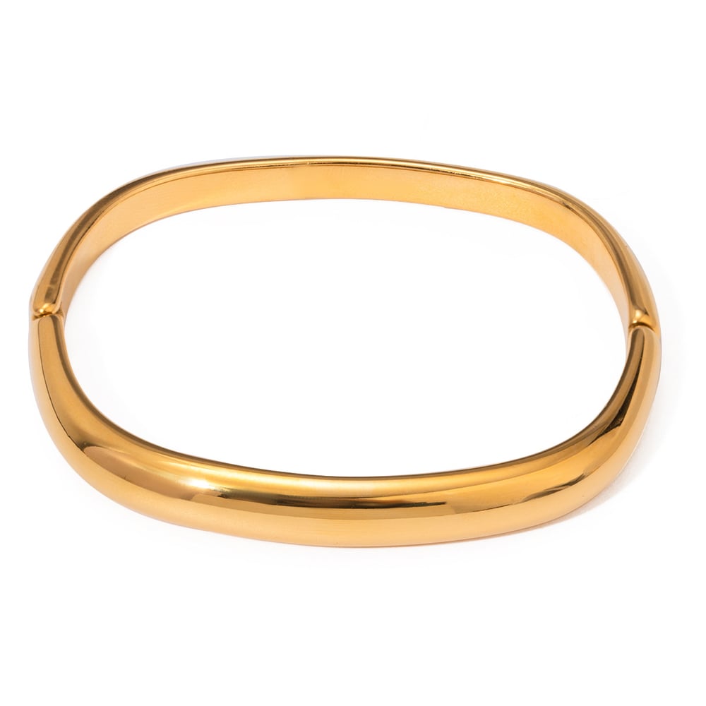 1 paio di braccialetti da donna con fibbia in acciaio inossidabile oro 18k esagerato stile transfrontaliero quadrato liscio antico h5Immagine5