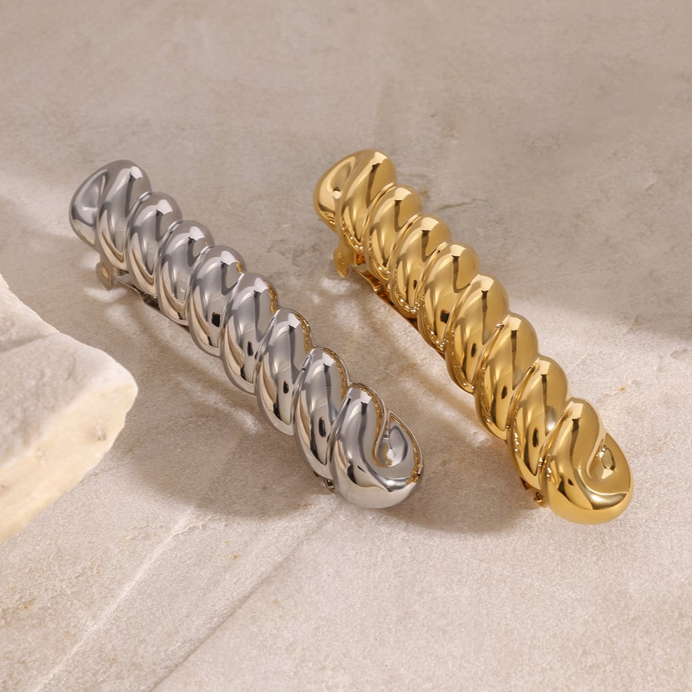 1 pair simple series classic geometric stainless steel  gold plated women hair clips h5Picture3