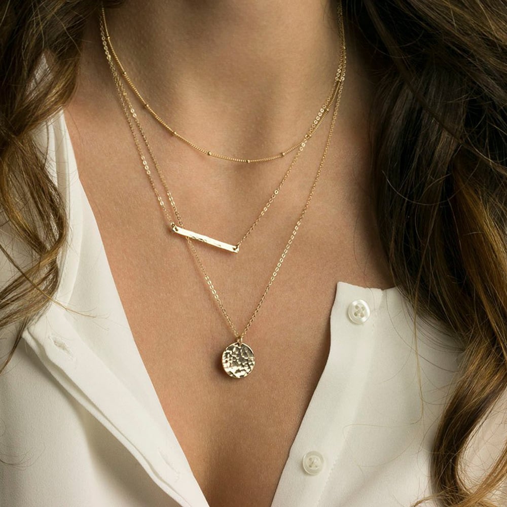 Collar de mujer de acero inoxidable color dorado con cadena simple de serie simple de 1 pieza h5Imagen6