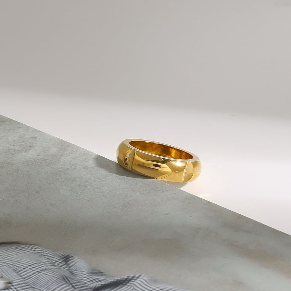 1 Piece Designable Series All-match Annular Stainless Steel Gold Color Women's Single Rings h5Picture6