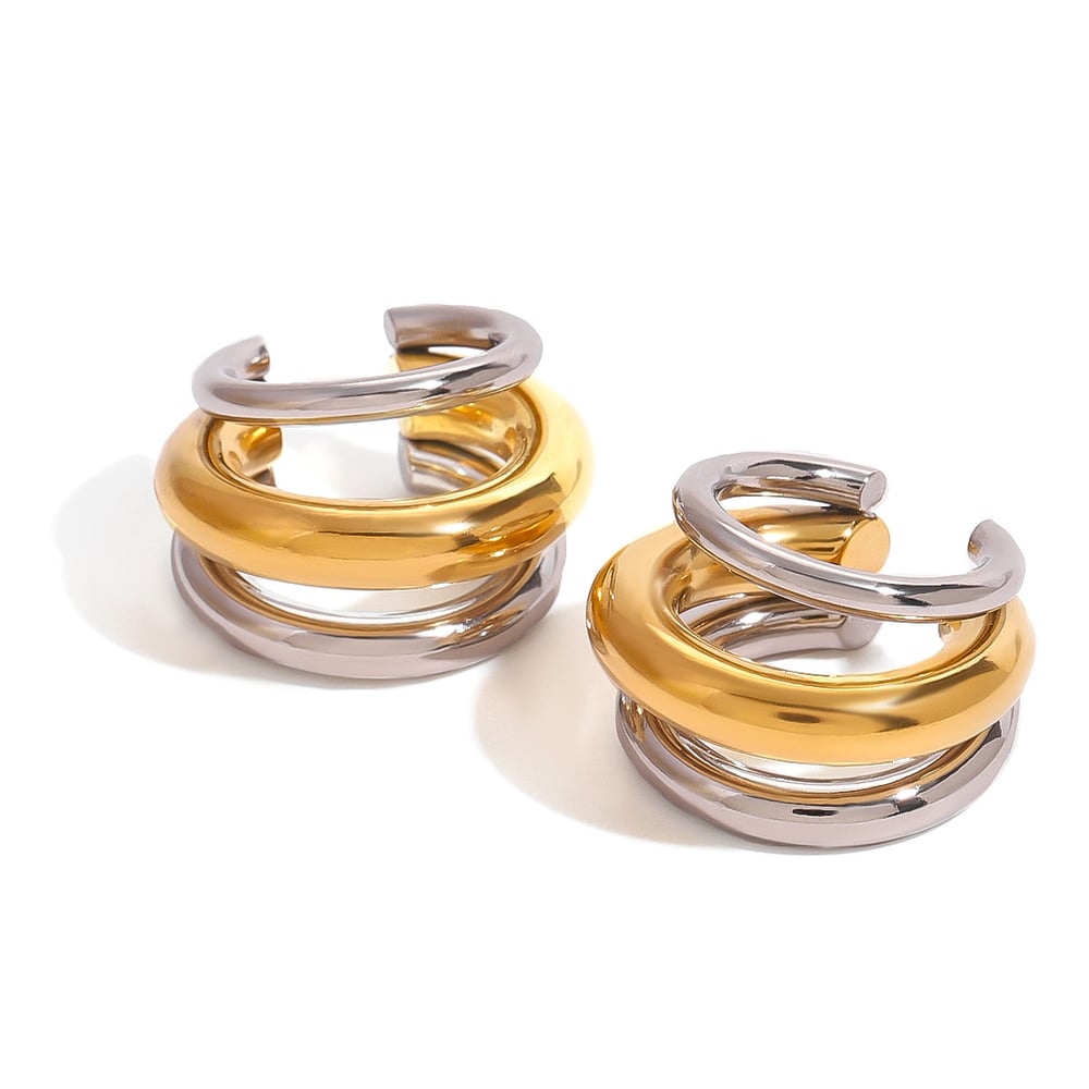 1 pair simple series casual patchwork stainless steel  gold plated women clip-on earrings h5Picture6