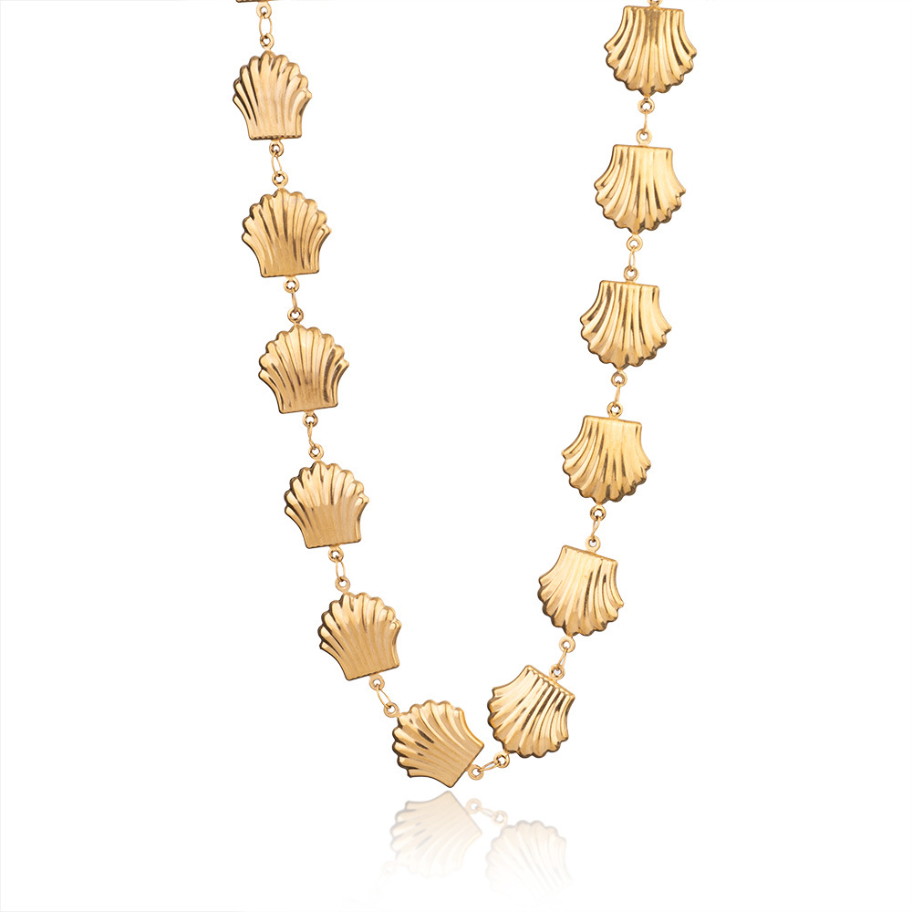 1 Piece Marine Series Vacation Colorful Ceramic Conch Stainless Steel Gold Color Shell Women's Pendant Necklaces h5Picture8