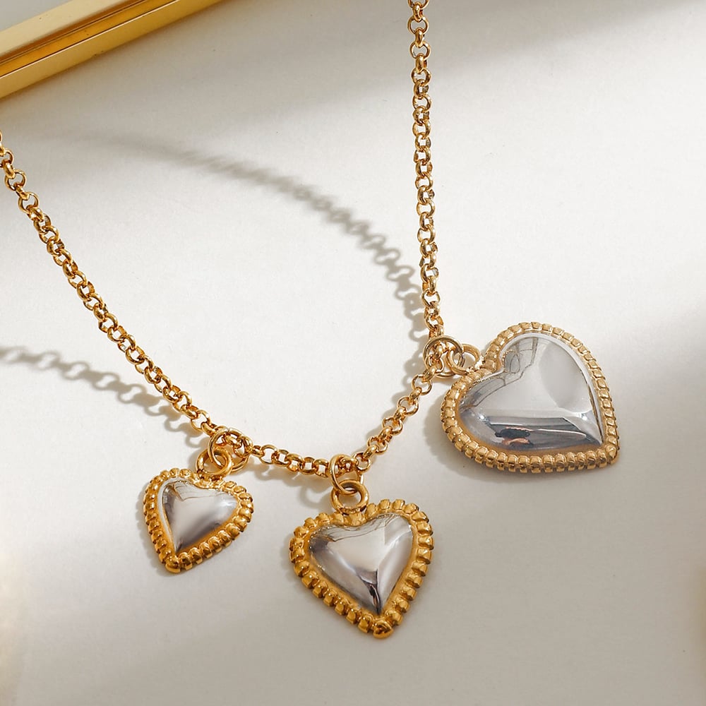 1 Piece Romantic Series Cute Heart Stainless Steel   Gold Color  Women's Pendant Necklaces h5Picture11
