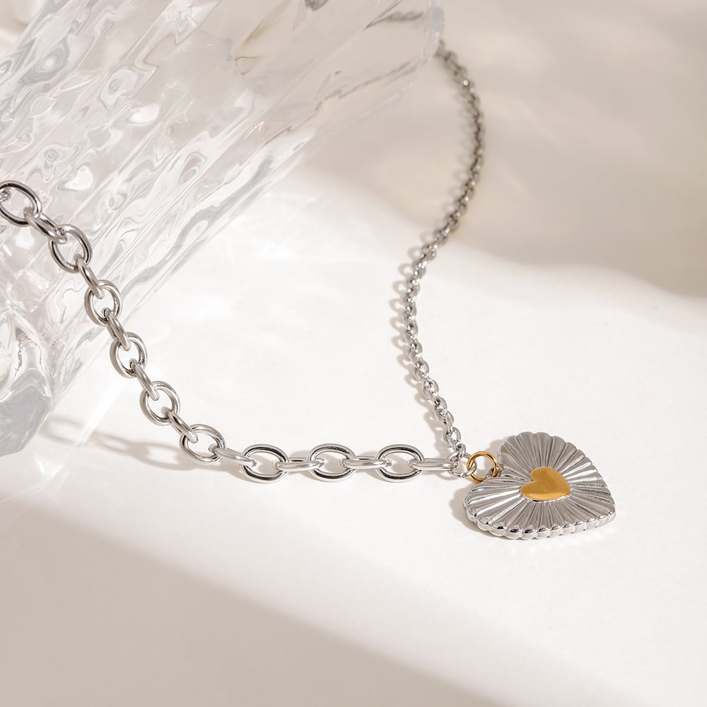 1 Piece Romantic Series Daily Thread Heart Stainless Steel Gold Color Women's Pendant Necklaces h5Picture6