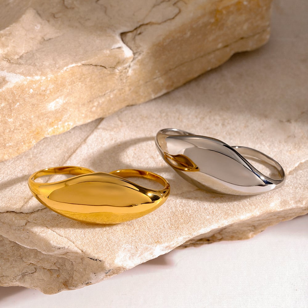 1 Piece Geometric Stainless Steel Gold Plated Women's Adjustable Rings h5Picture3