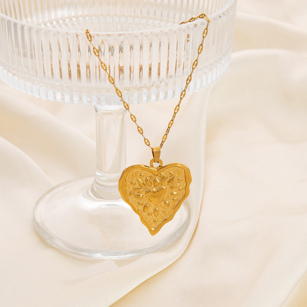 1 piece classic series elegant heart stainless steel  gold color plated women's pendant necklaces h5Picture5