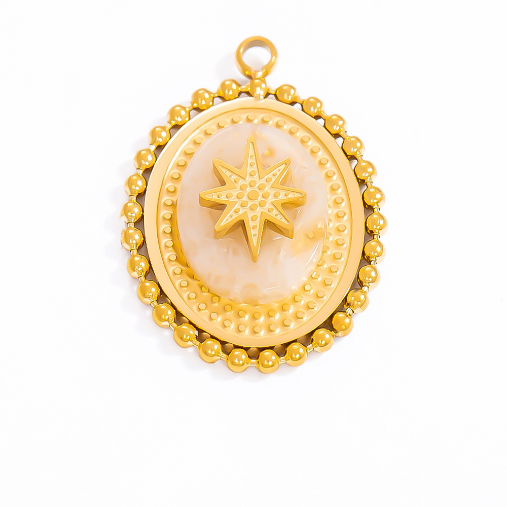 1 Piece Bohemian Series Retro Star Chromatic Natural Stone Stainless Steel Gold Color Women's Pendants h5Picture6