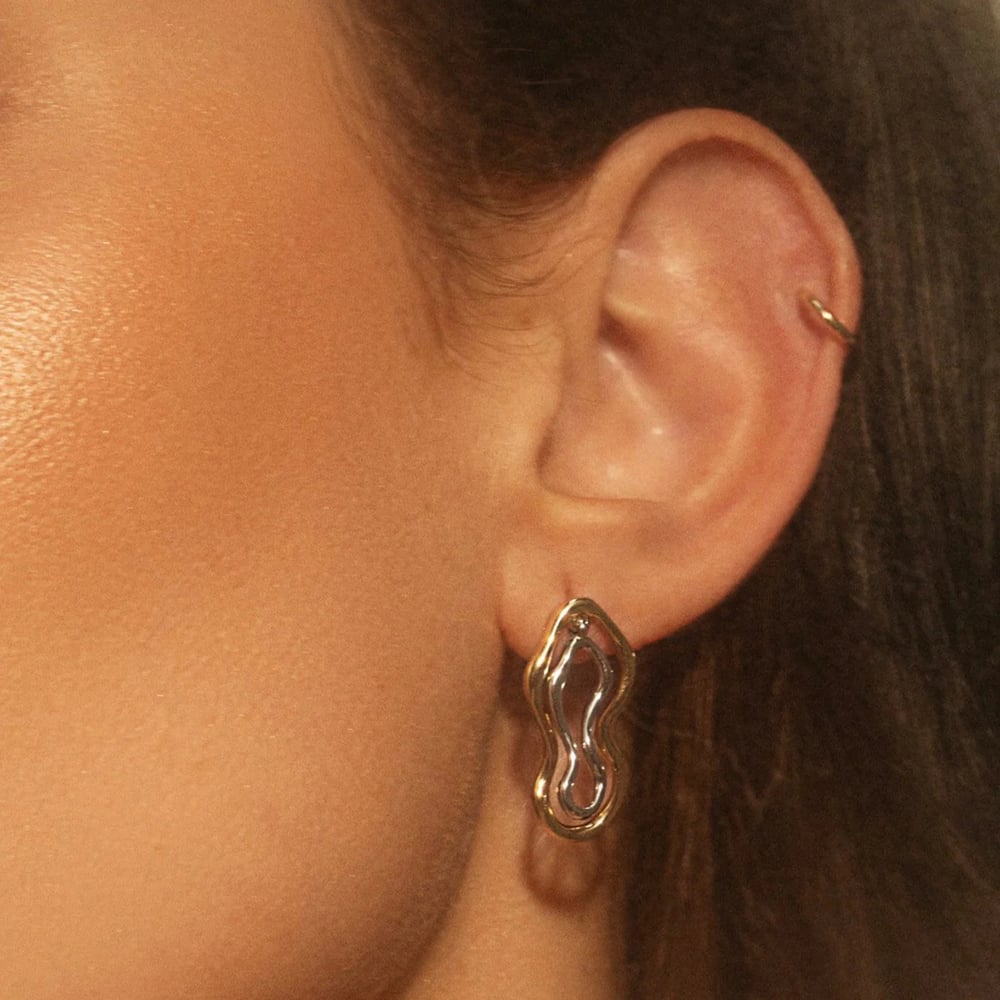 1 pair simple series simple annular stainless steel  gold plated women stud earrings h5Picture5