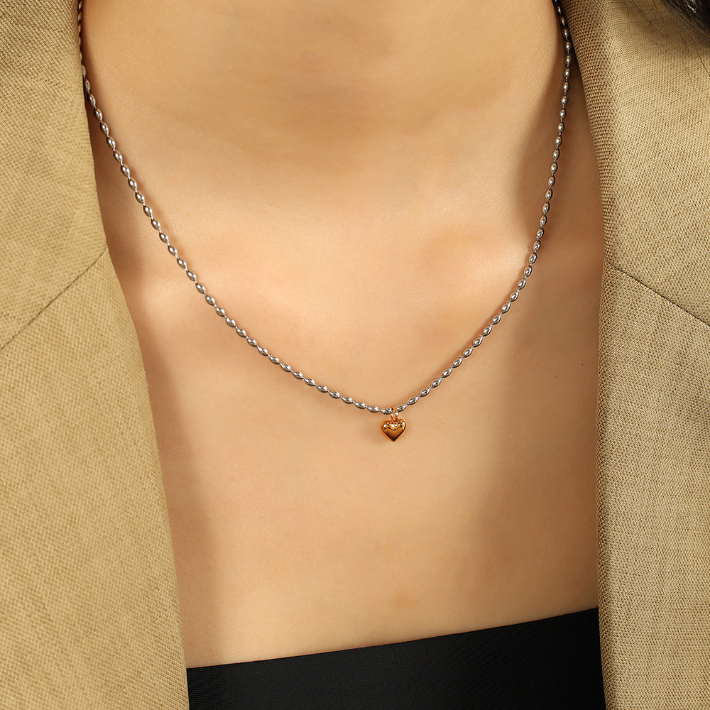 1 piece simple series simple heart stainless steel  gold plated women pendant necklaces h5Picture5