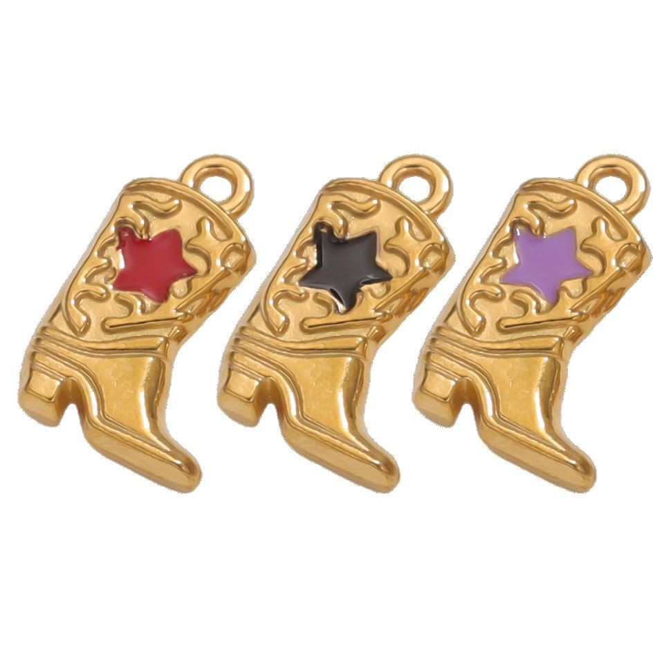 1 Piece Fashionable Series Retro Boot Shape Stainless Steel Gold Color Women's Pendants h5Picture4