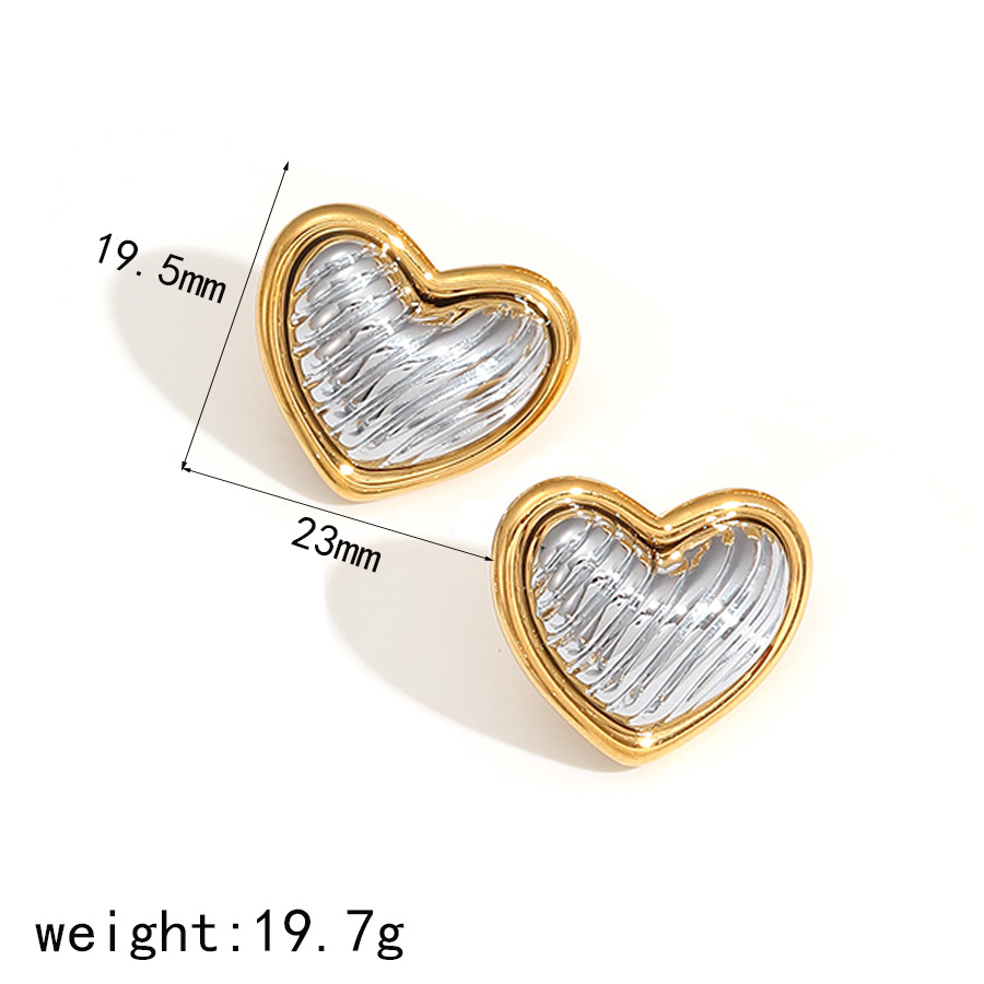 1 pair simple series high-end heart stainless steel  gold plated women stud earrings h5Picture5