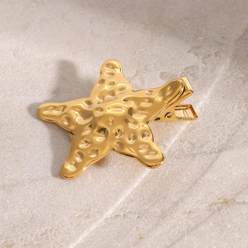 1 pair simple series vacation turtle stainless steel  gold plated women hair clips Picture4
