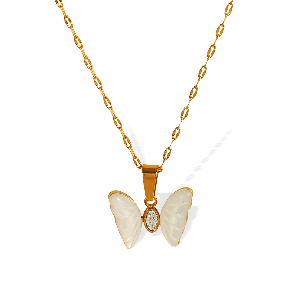 1 piece simple series sweet animal titanium steel  gold plated zircon women pendant necklaces Picture6