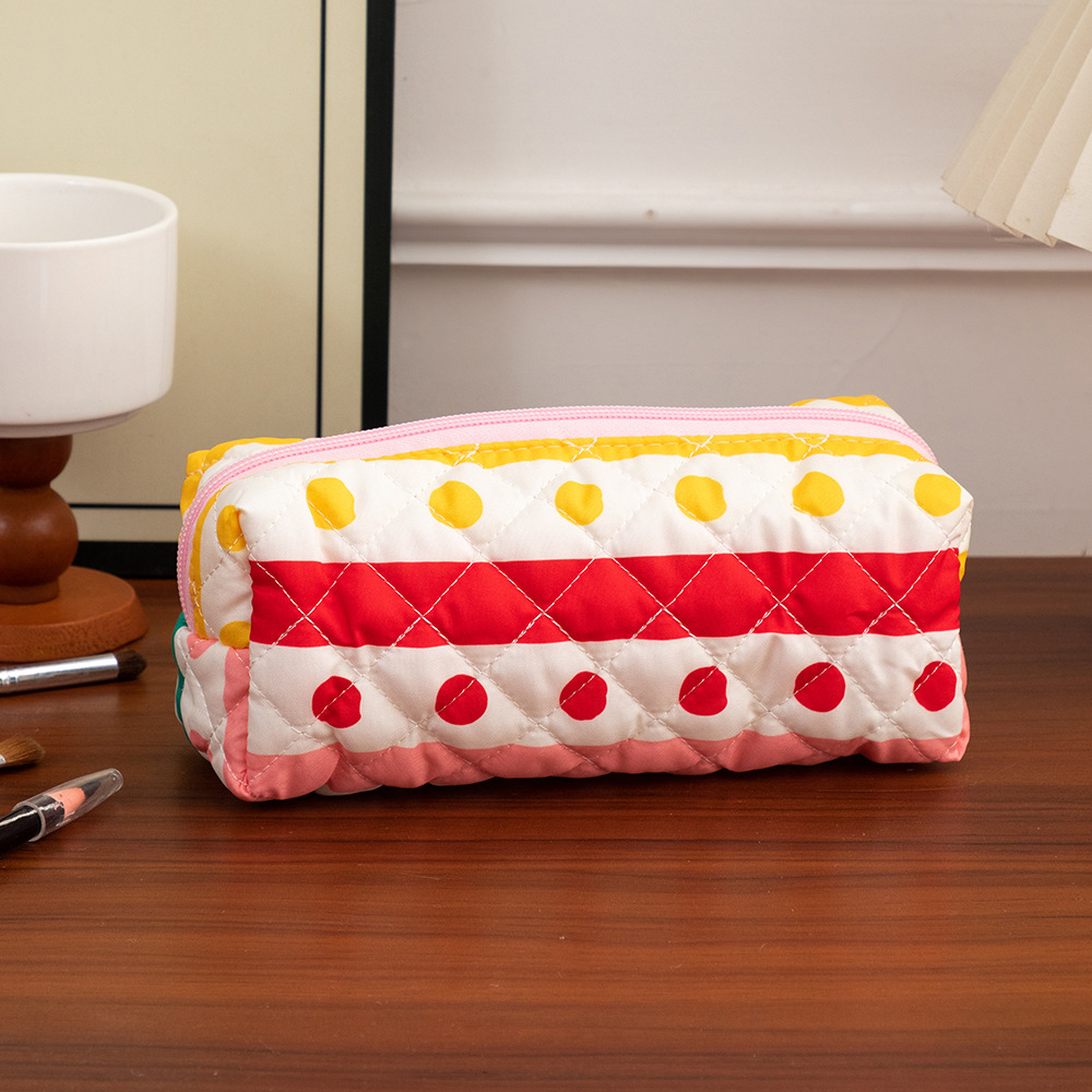 1 Pair Colorful Series Rainbow Cute Polka Dots Portable Large Capacity With Random Printing Design Women's Cosmetic Bags h5Picture7