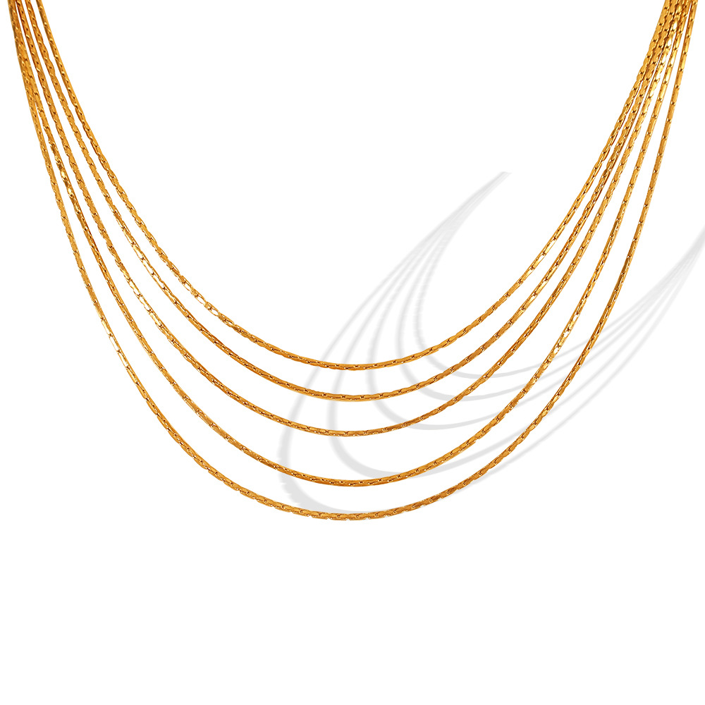 1 piece simple series simple tassel stainless steel  gold plated women layered necklaces h5Picture6