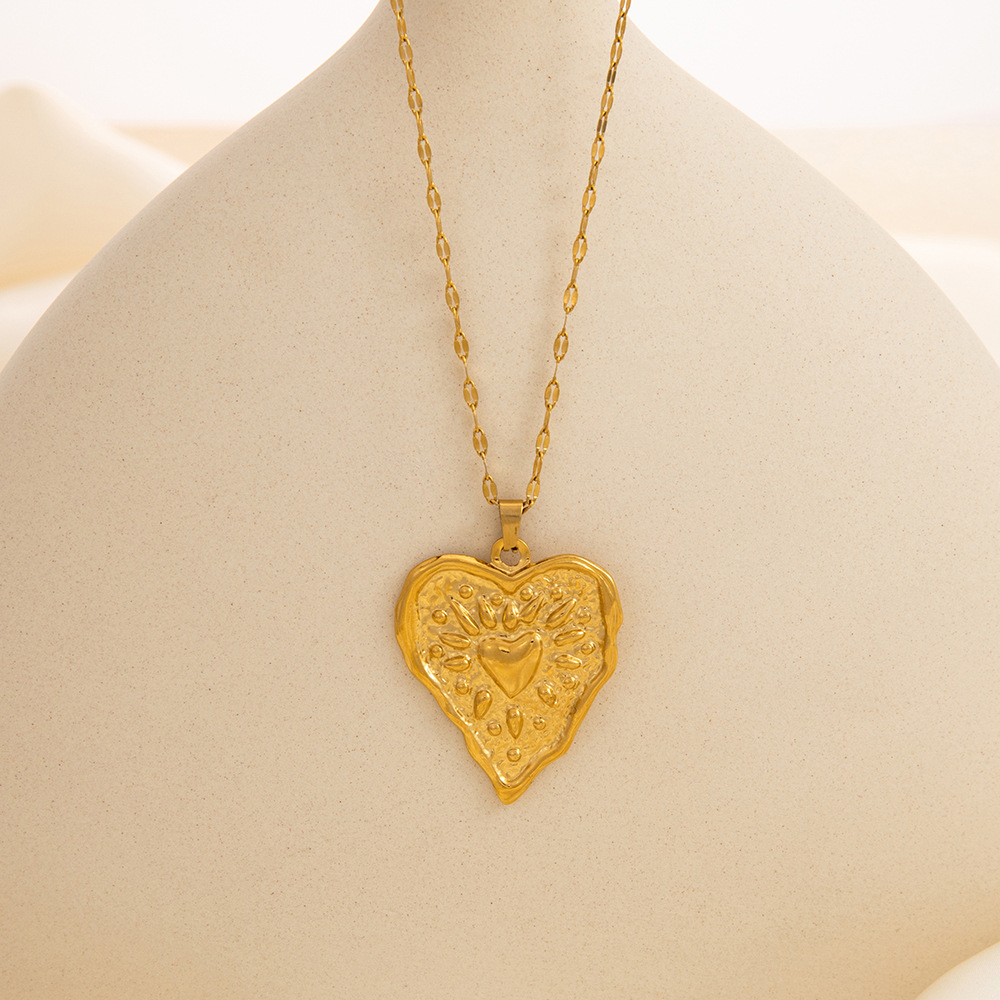 1 piece classic series elegant heart stainless steel  gold color plated women's pendant necklaces h5Picture4