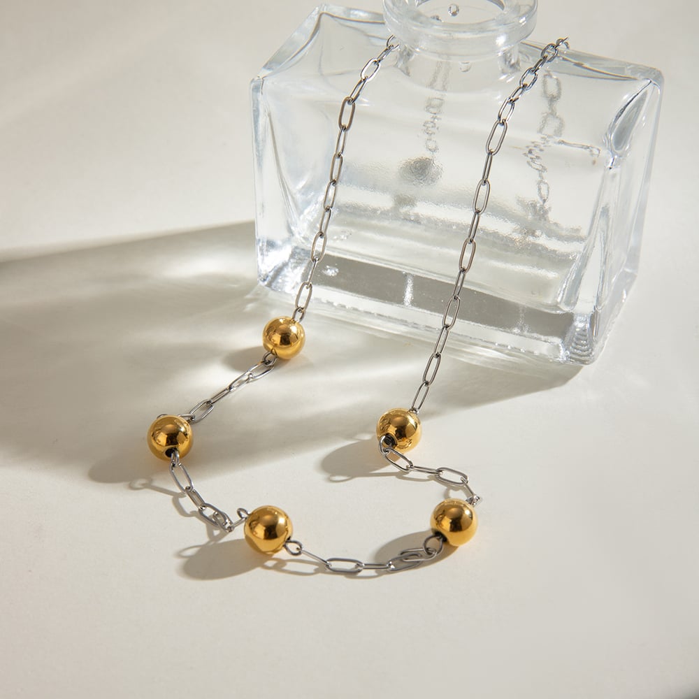 1 piece simple series casual geometric stainless steel  gold plated women chain necklaces Picture3