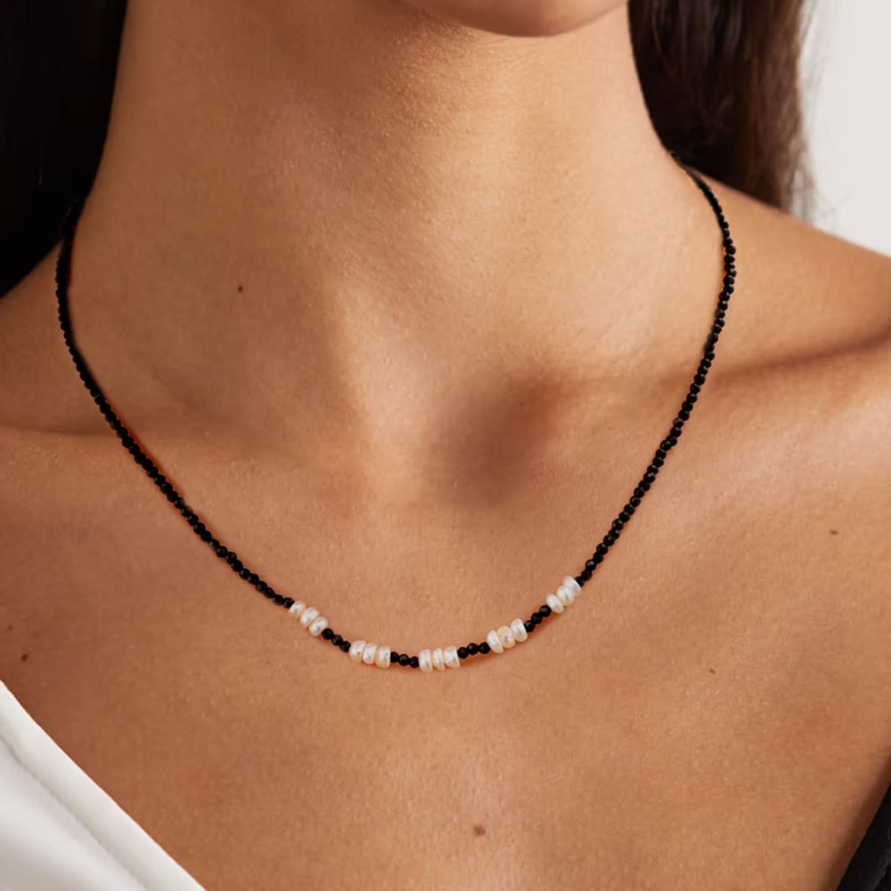 collier de perles pour femme, série simple, perles quotidiennes, en acier inoxydable plaqué or , cristal h5Image4