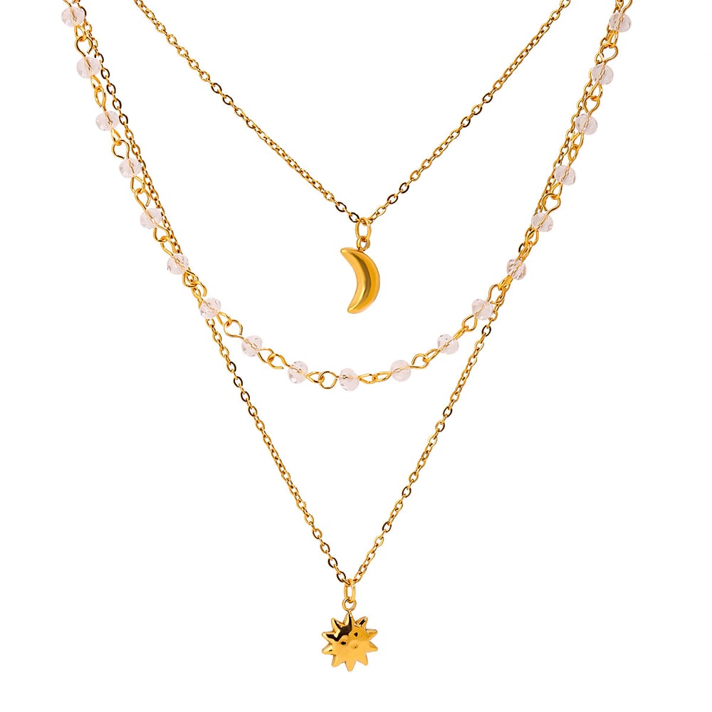 1 Piece Luxurious Series Charming Sun & Moon Stainless Steel Gold Color Women's Layered Necklaces h5Picture7
