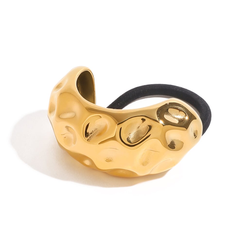 1 pair simple series daily letter stainless steel  gold plated women hair bobbles h5Picture5