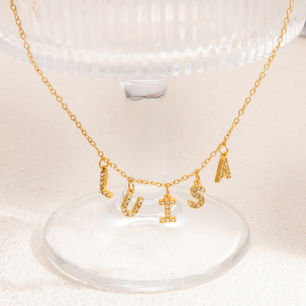 1 Piece Luxurious Series Daily Letter DIY Statement Piece Stainless Steel Gold Color Women's Pendants h5Picture8