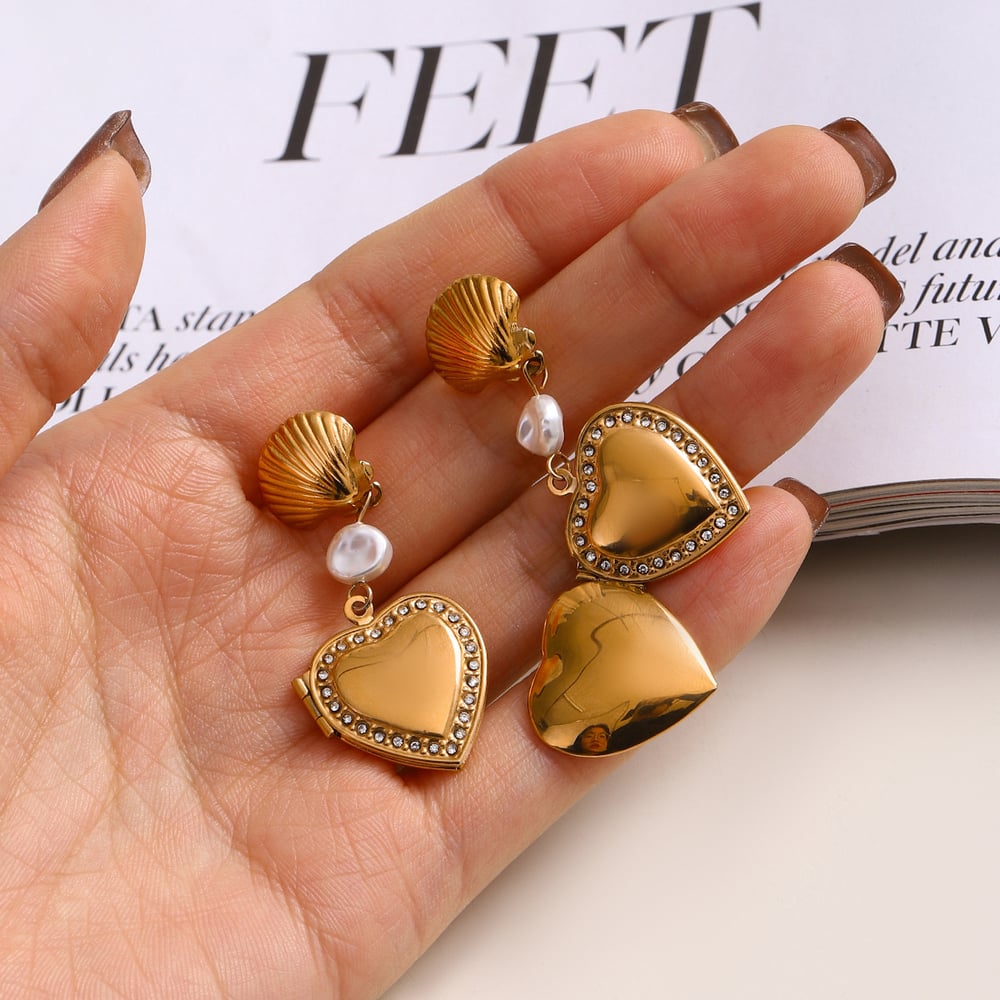 1 Pair Luxurious Series Retro Seashell Stainless Steel Gold Color Women's DIY Drop Earrings Picture3