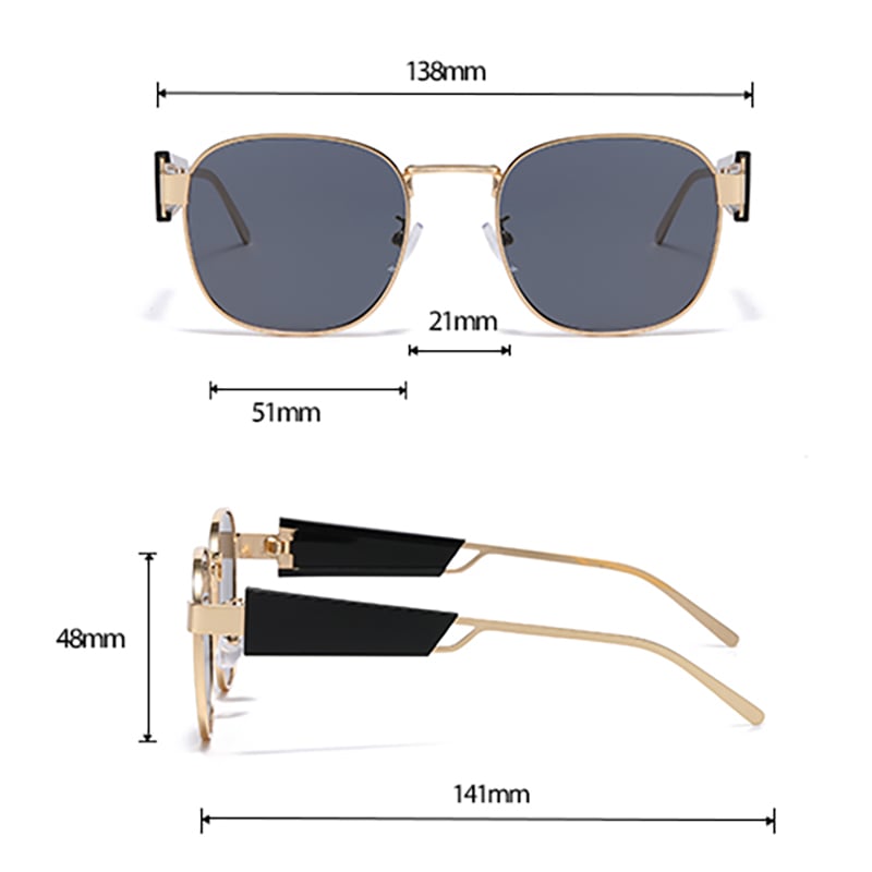 1 Pair of Wide Rimmed Fashionable Metal Frame Sunglasses h5Picture4