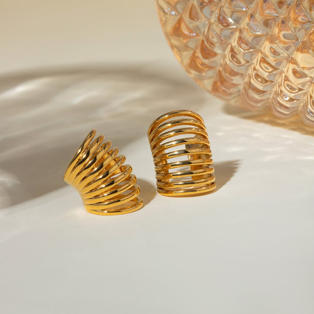 1 pair simple style geometric stainless steel  gold plated women's clip-on earrings h5Picture5