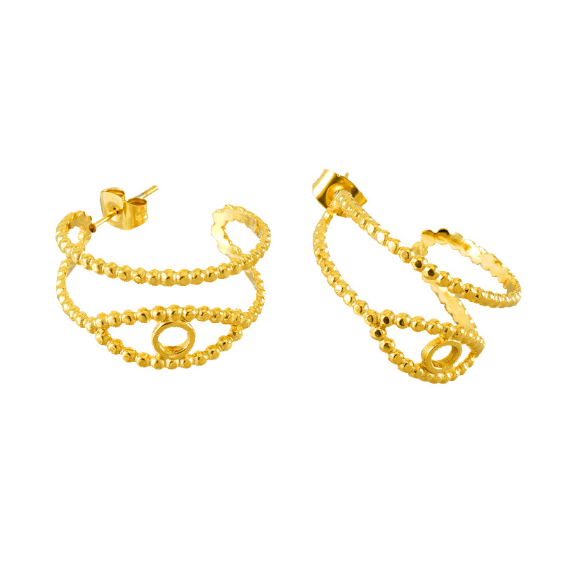 1 pair simple series daily geometric titanium steel  gold plated women hoop earrings Picture6