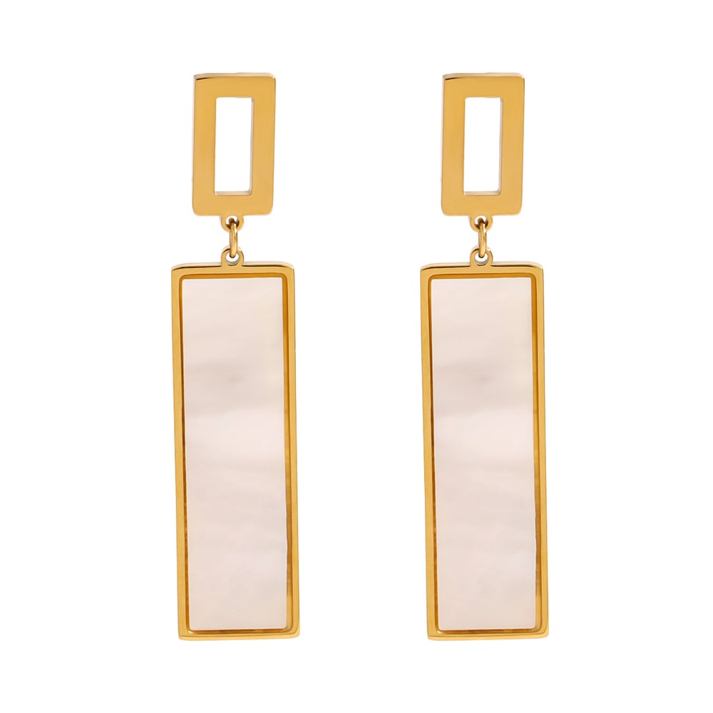 1 pair simple series classic geometric artificial pearl  gold plated shell women drop earrings h5Picture6