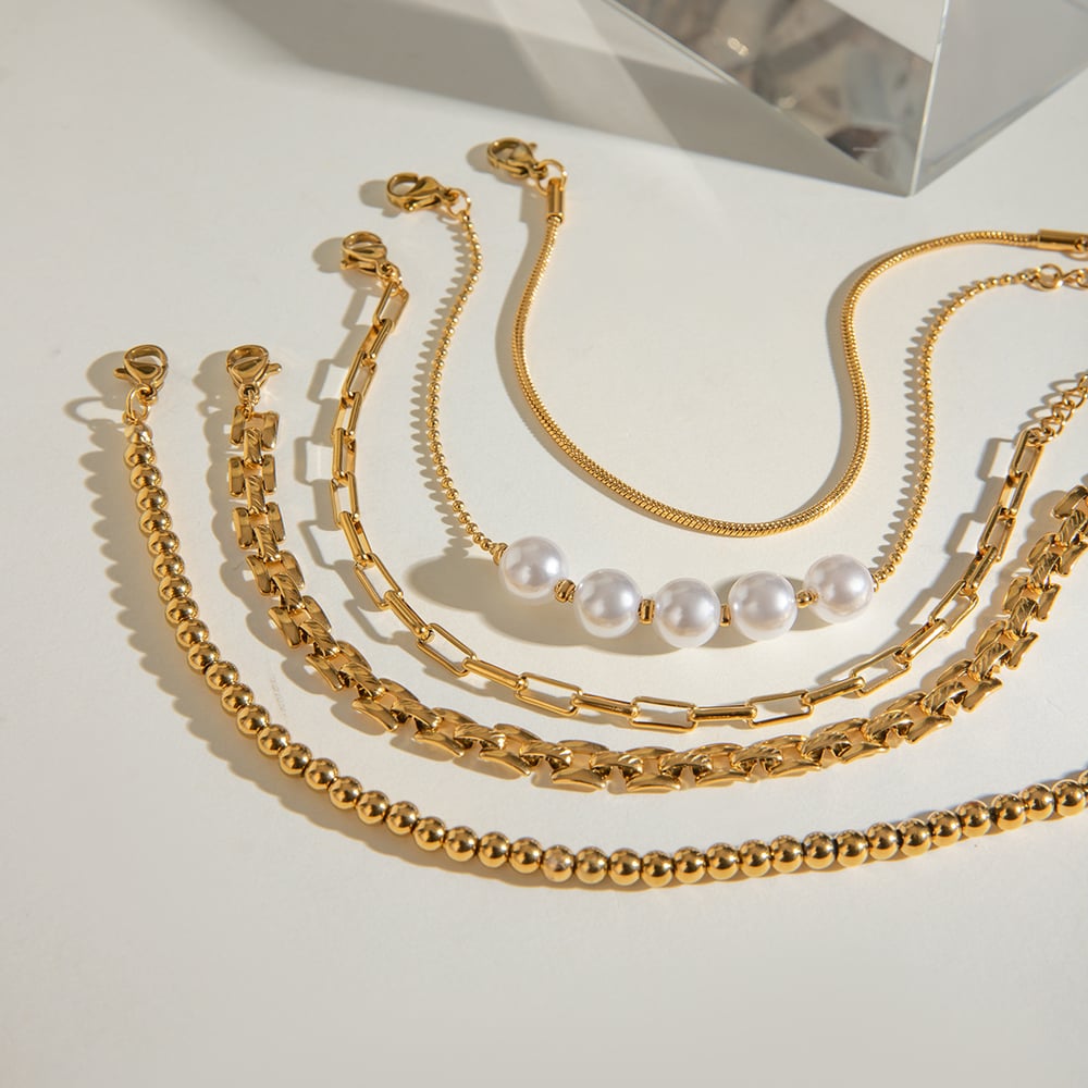 1 piece luxurious series elegant geometric stainless steel  gold plated women chain bracelets h5Picture4