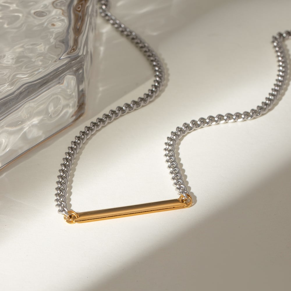 1 piece simple style square shape stainless steel  gold plated women's chain necklace h5Picture3