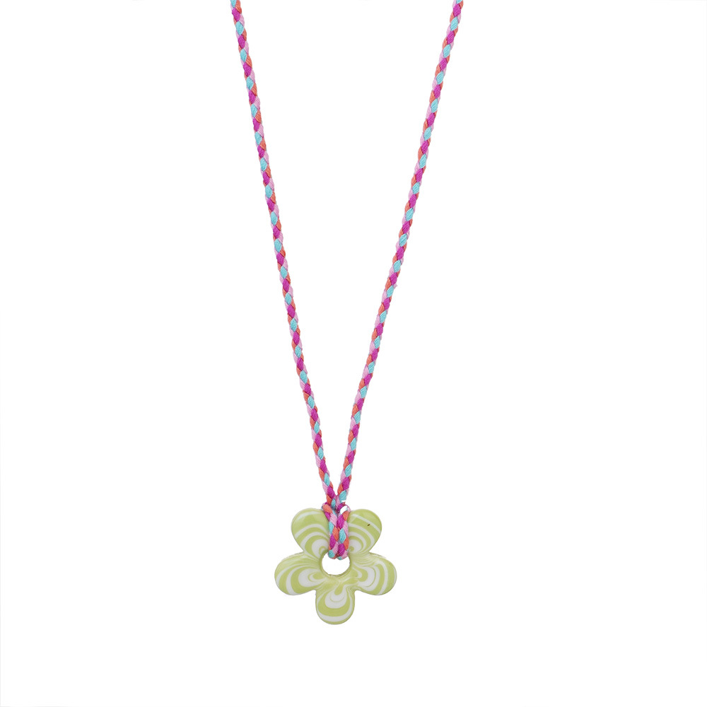 1 Piece Glamorous Series Sweet Ripple Textured Flower Glass Women's Pendant Necklaces h5Picture10