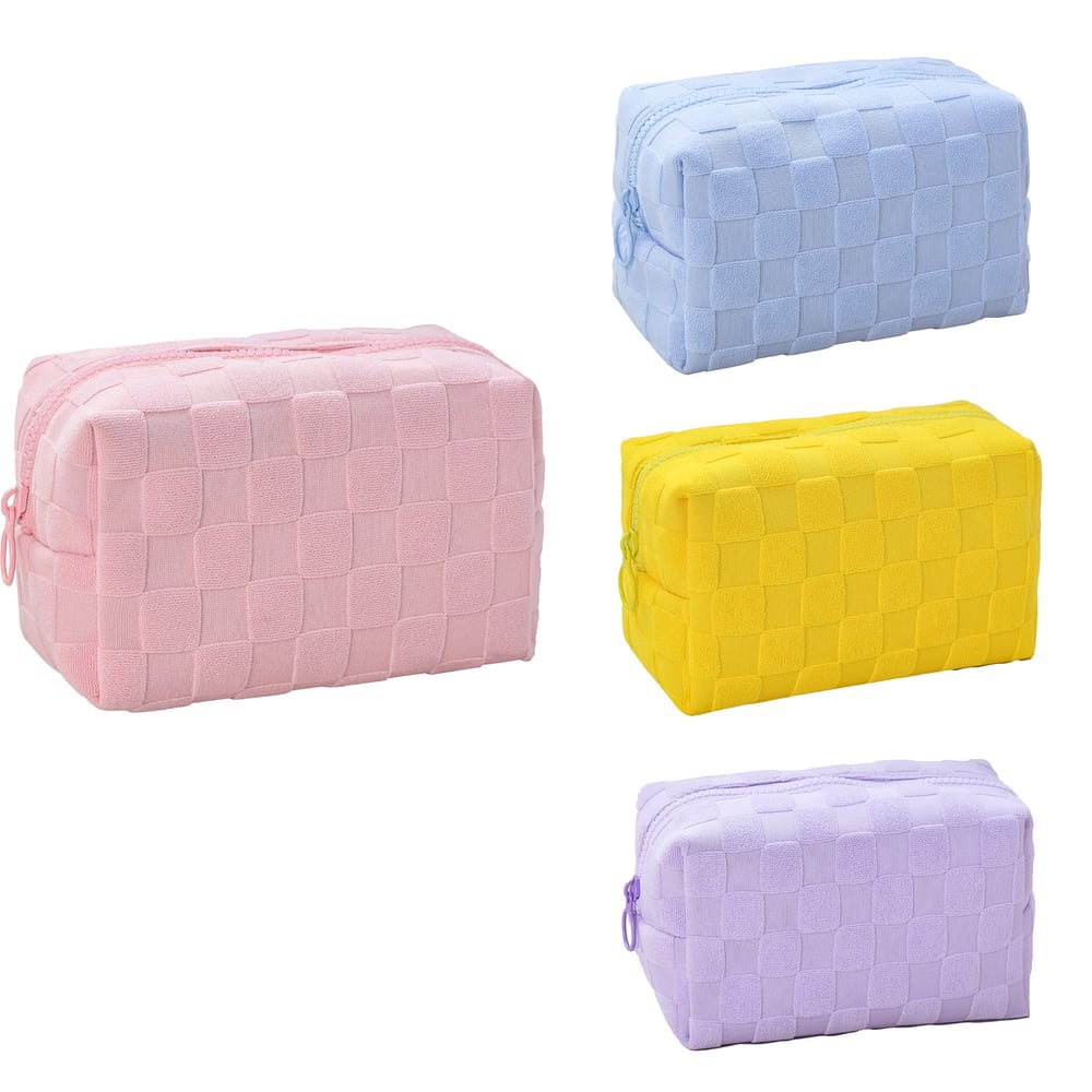 1 Piece Romantic Series Classic Plaid High-capacity Flocking Women's Cosmetic Bags h5Picture6
