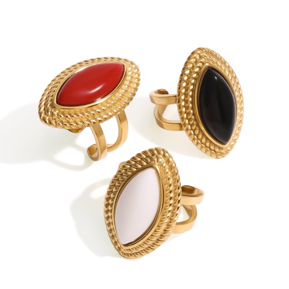 1 pair simple series retro eye stainless steel  gold plated women adjustable rings h5Picture5