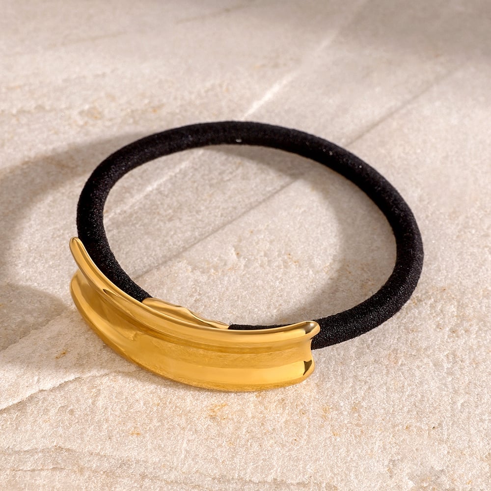 1 pair simple series daily geometric stainless steel  gold plated women hair bobbles h5Picture3