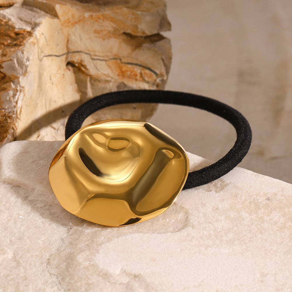 1 paio di fasce per capelli da donna in acciaio inossidabile placcato oro 18K, serie semplice, semplici e tinta unita h5Immagine3