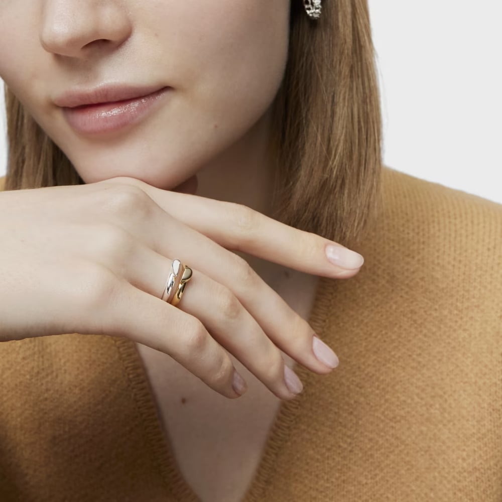 1 Pair Romantic Series Sweet Heart Stainless Steel Couple Gold and Silver Color Women's Adjustable Rings h5Picture5