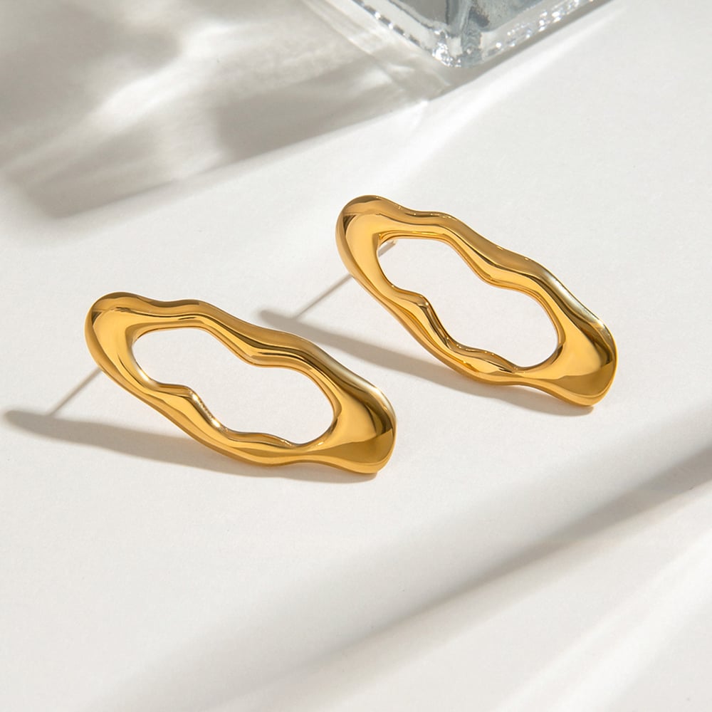 1 paar ovale ohrstecker aus edelstahl der classic-serie im  in goldfarbe für damen h5Bild8