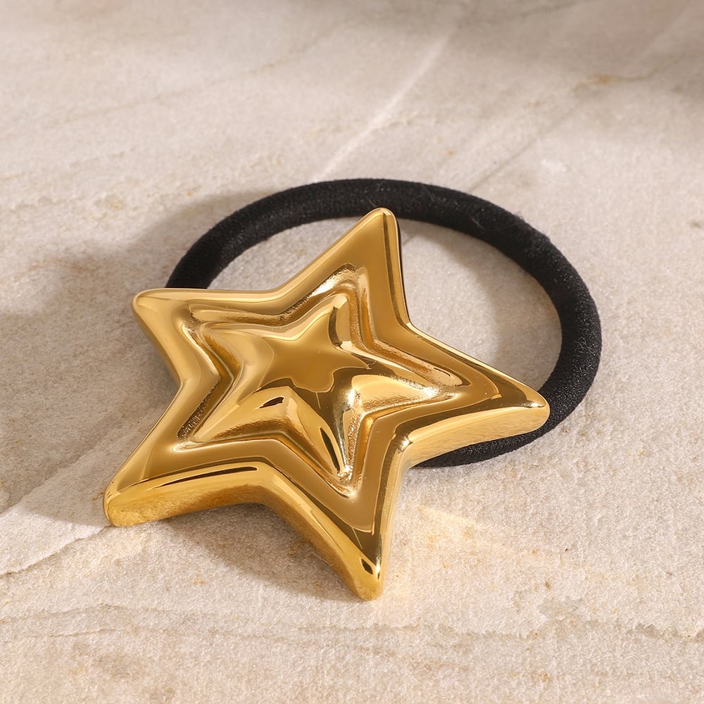 1 pair simple series classic geometric stainless steel  gold plated women hair bobbles h5Picture3