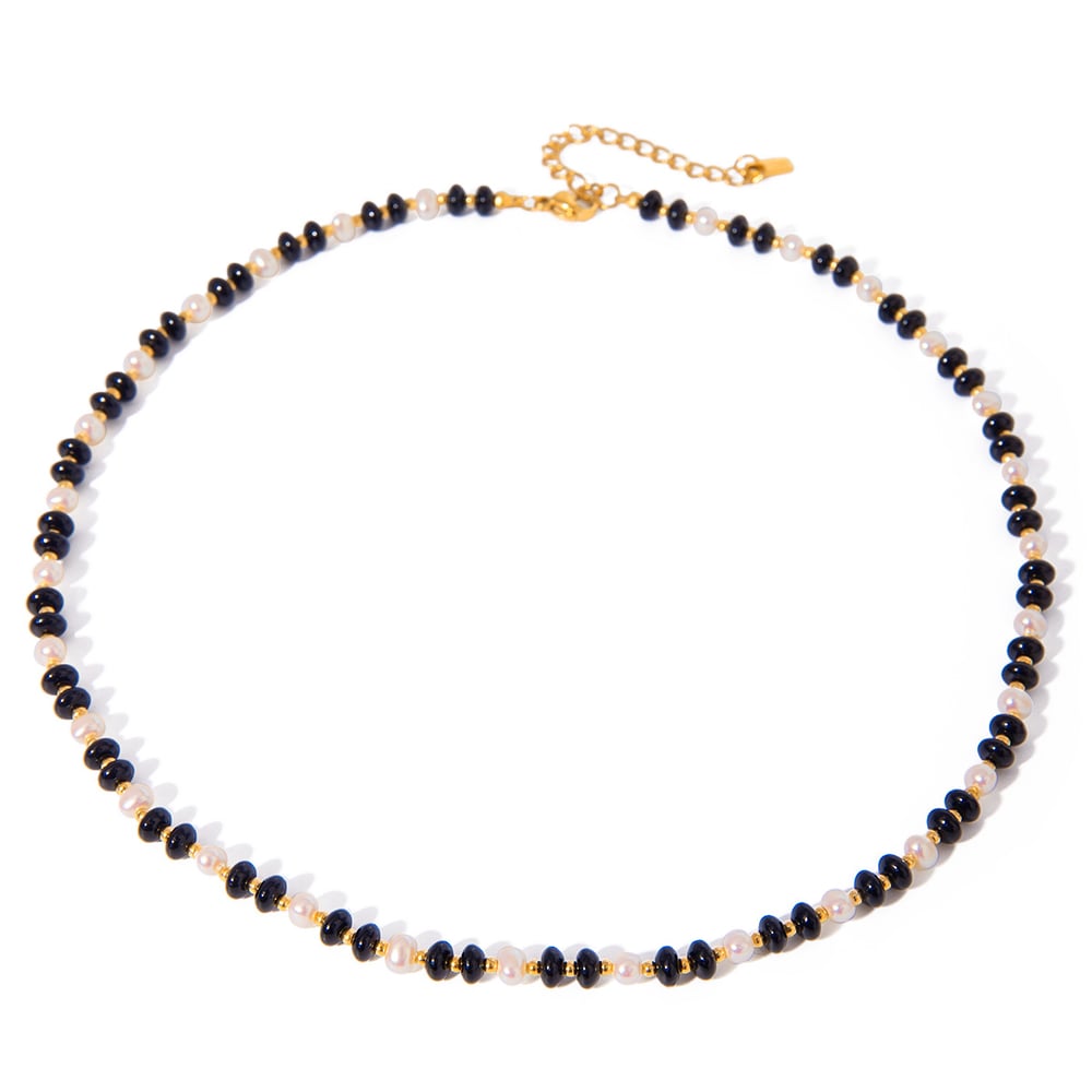 1 Stück Klassische Serie Elegante Perlen Edelstahl 18 Karat vergoldet Kunstperle Damen Perlenketten h5Bild5