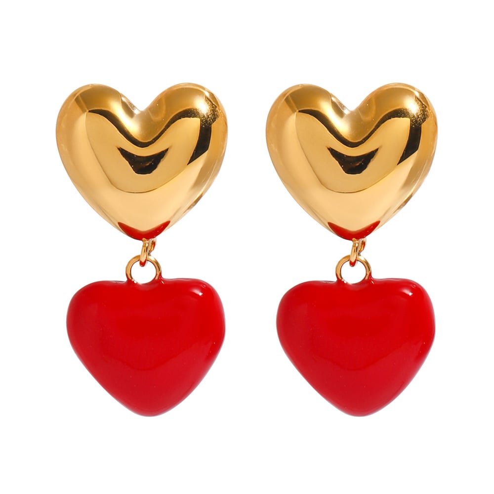 1 pair simple series sweet heart stainless steel  gold plated women drop earrings h5Picture5