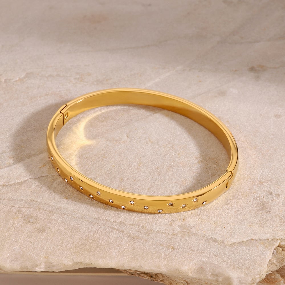 1 Piece Romantic Series Little Star All-match Stainless Steel Gold Color Women's Bangles h5Picture5
