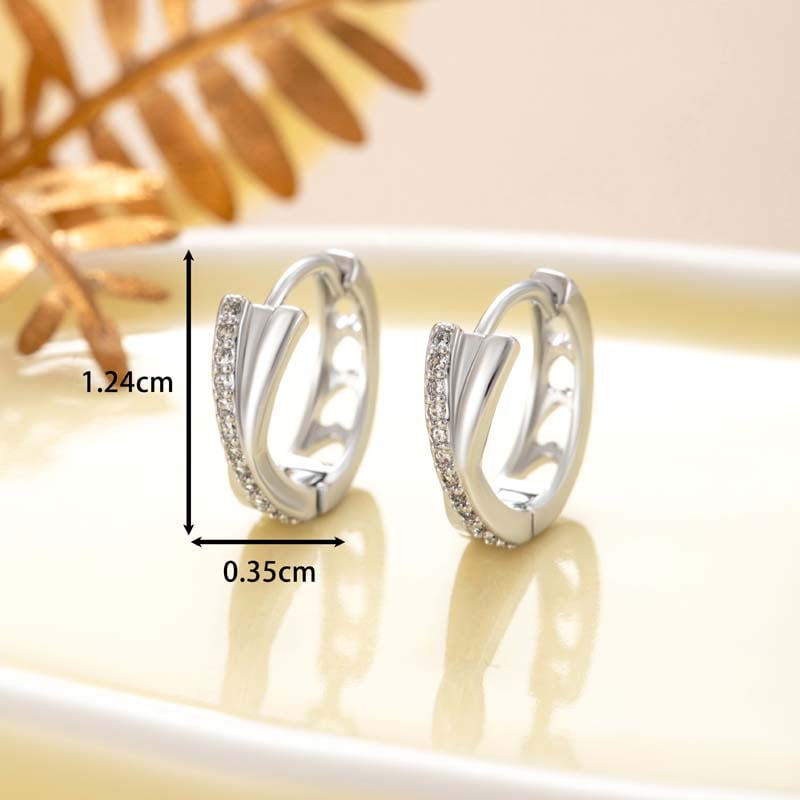1 Piece Sparkling Series Sleek Intersec tLine Copper Zircon Women's Hoop Earrings